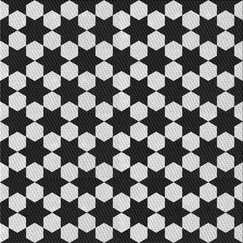 Tapis noir/gris tissé à la machine, Carré 7 pi