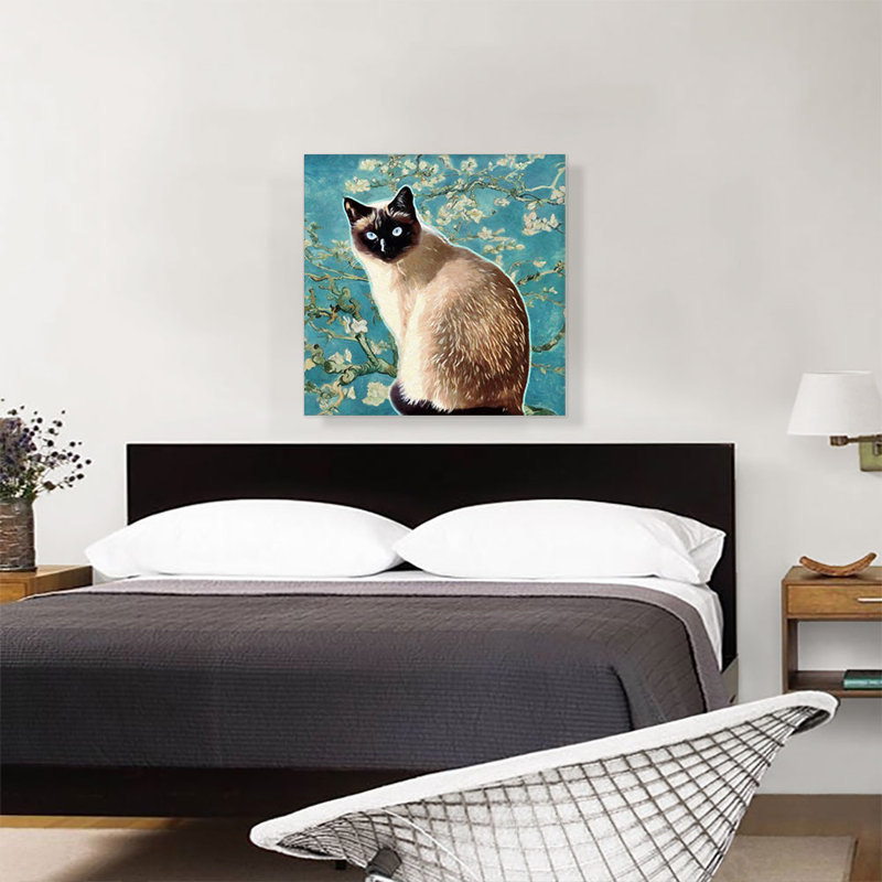 Reproduction d'art graphique sur toile Siamese Cat Breed - bleu sarcelle, H 26 po x l 26 po x P 1,5 po