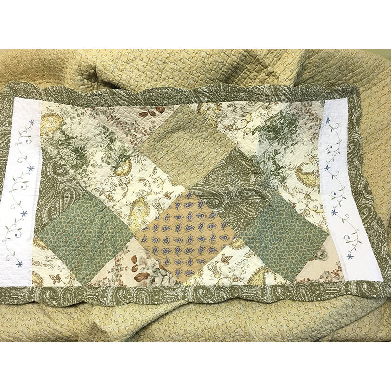 Cotton Floral Quilt, Queen Quilt + 2 Standard Shams