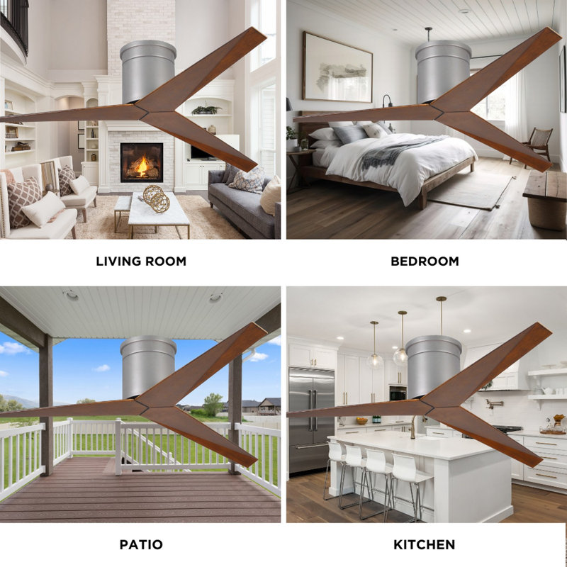 Eliza Ceiling Fan, Walnut Tone, Brushed Nickel