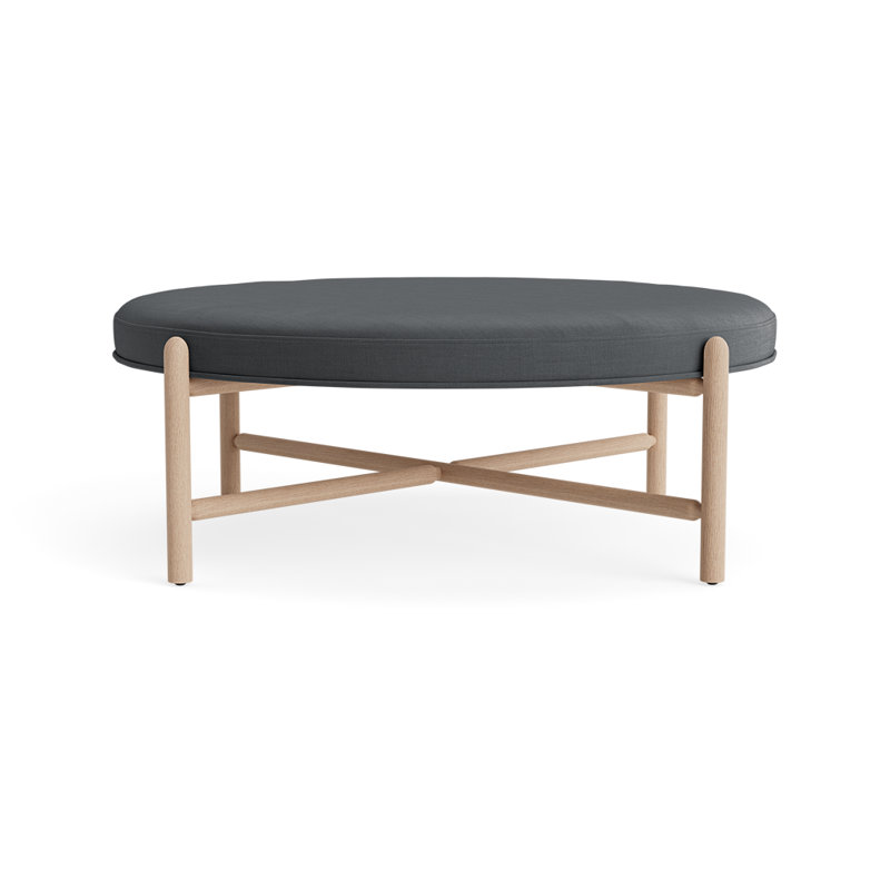 Vane 48" Round Ottoman, Charcoal, Oak