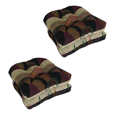 19-Inch Rounded Back Jacquard Chenille Chair Cushion by Winston Porter