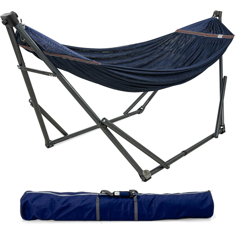  Support de hamac réglable, hamac de camping pliable et support, support de hamac double en acier d'une capacité de 600 lb pour 2 personnes, support pré-assemblé de qualité supérieure pour l'intérieur et l'extérieur, anti-retournement, égéen