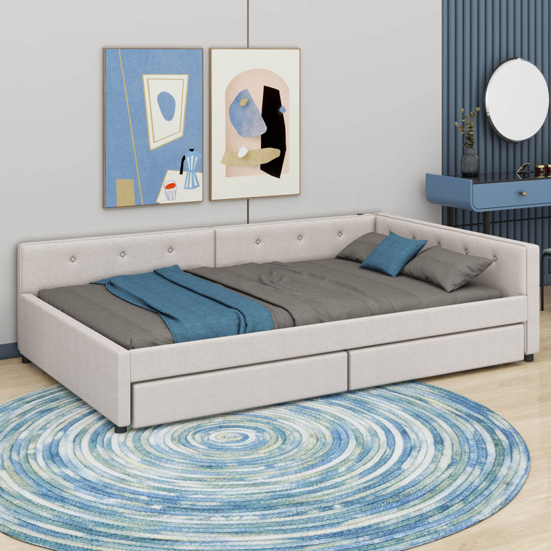 Upholstered Platform Bed With USB, Full/Double
