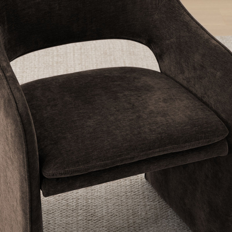 Chaise rembourrée 19 po en chenille, Chocolat / Brun