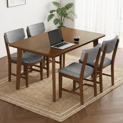 FivePiece Dining Set  1 Solid Wood Dining Table  4 Upholstered Dining Chairs FourPerson Dining Set