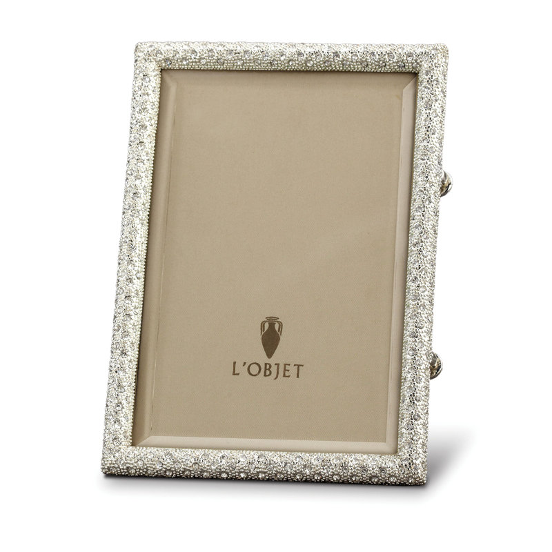 L'objet Rectangular Pave Frame, Platinum, Platinum Plated/Crystal, 8" W x 10" H