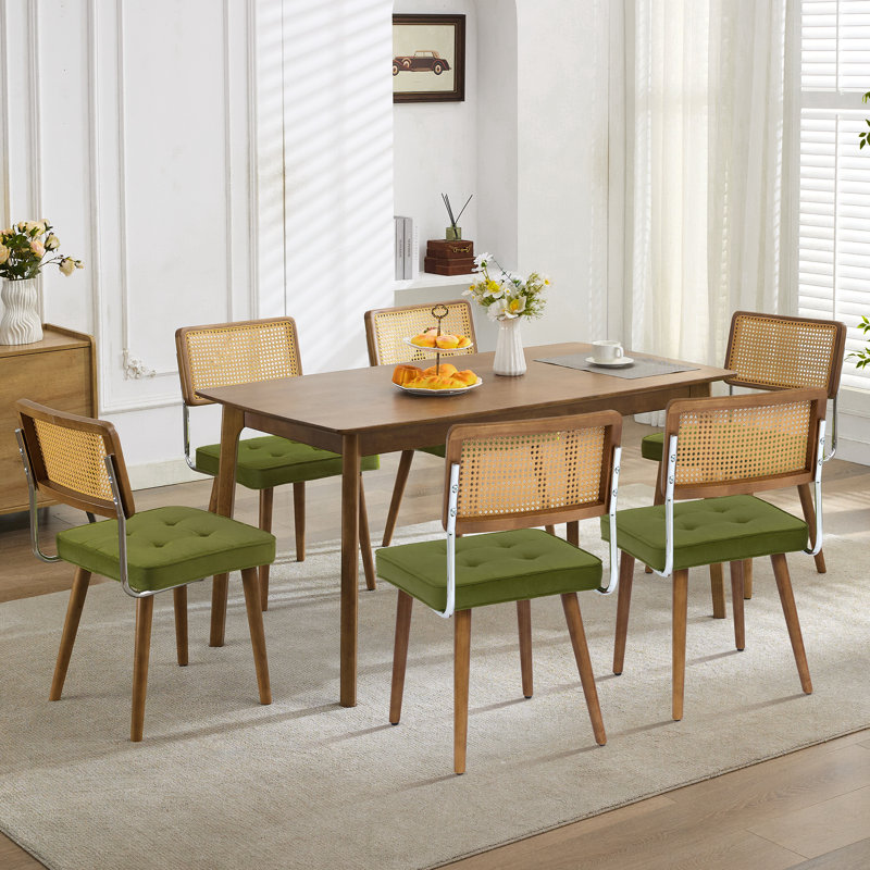 Upholstered Velvet Armchair in Green