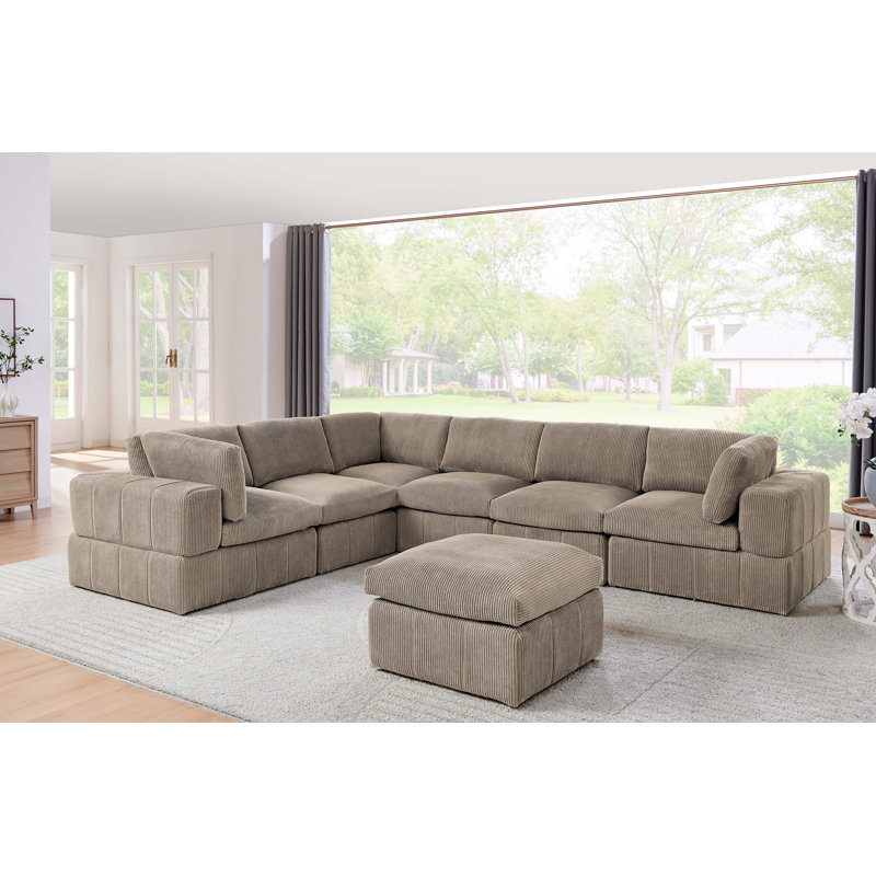 Amy-Grace 7 - Piece Corduroy Sectional