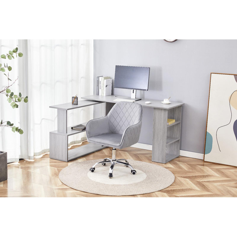 Sherena Piece Computer Desk Office Set, Gray