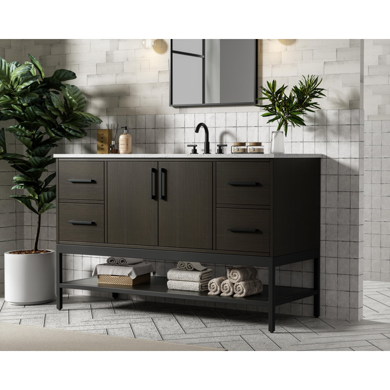 54 inch Single Bathroom Vanity, Mocha Brown