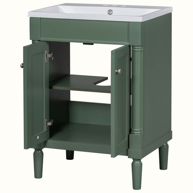 Meuble-lavabo simple 24 po avec plateau en bois manufacturé Davorka, L 33 po x L 84 po