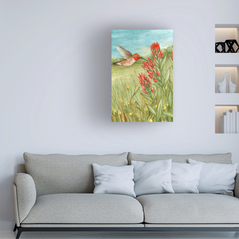 Art sur toile Colibri avec Colibri, H 12 po x l 19 po