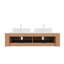Ensemble de meuble-lavabo double 60 po avec finition 3D grain de bois, tiroirs à fermeture en douceur et lavabos rectangulaires en céramique - pré-assemblé-360316133