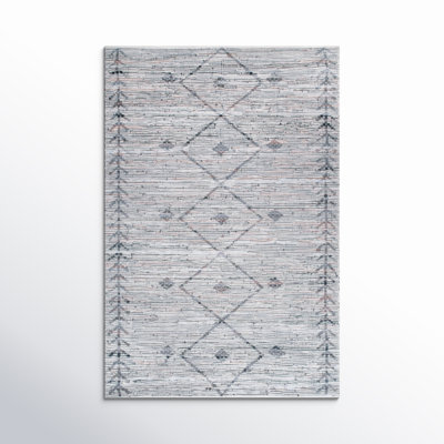 Distressed Geometric Cotton/Leather Gray Area Rug