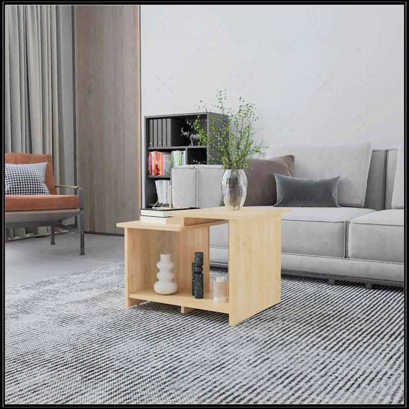 Table basse avec rangement ouvert, Bois naturel