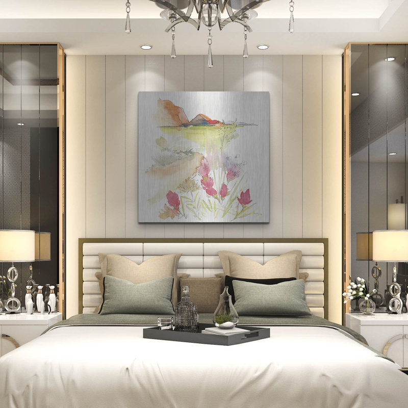 Art mural en métal luxueux «Desert Blooming» par Kristy riz, H 12 po x l 12 po