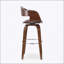 Tabouret tournant Mid-Century moderne avec placage en noyer, similicuir et repose-pieds chromé pour un confort élégant-569617414