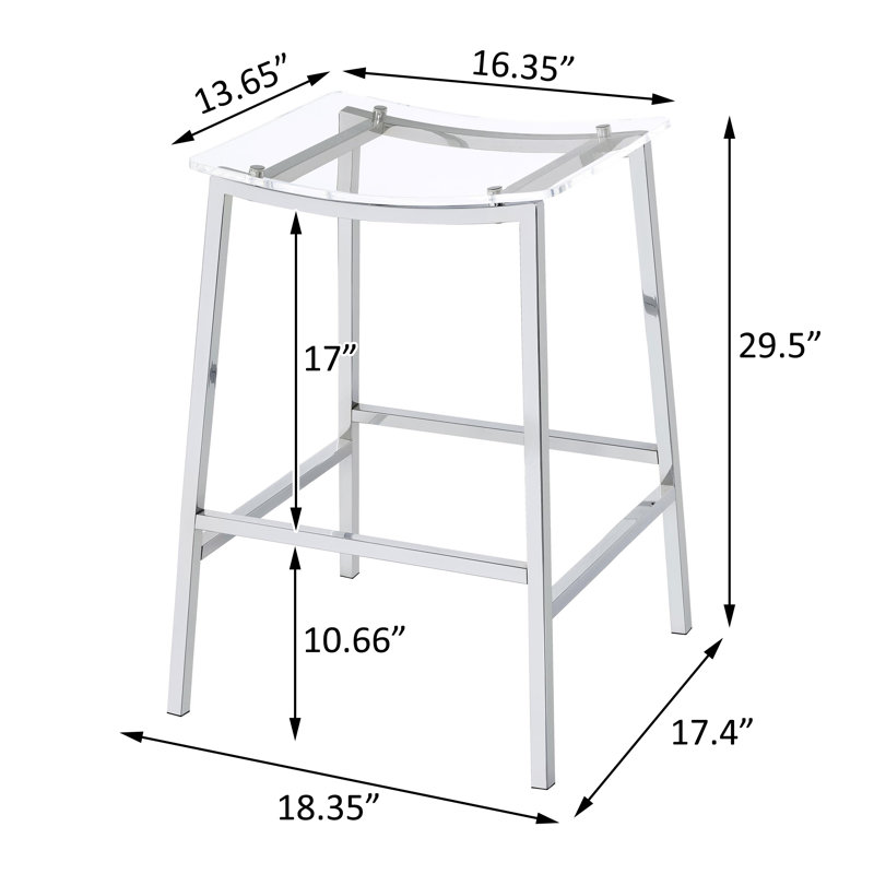 Tabouret de bar en acrylique sans dossier chromé (ensemble de 2)