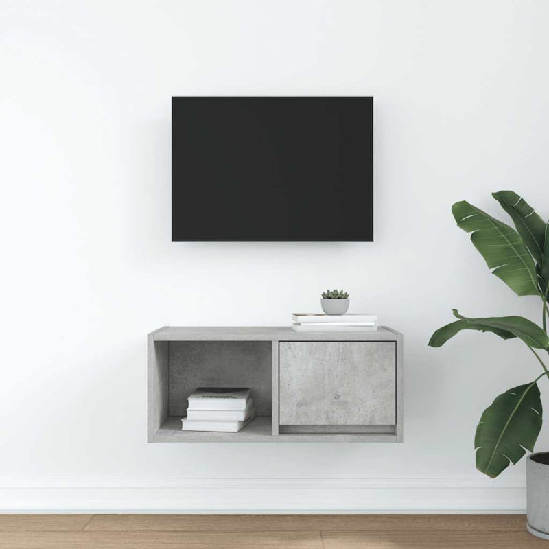 TV Cabinet 80X31x25.5 Cm Engineered Wood, Concrete Grey, 60 cm