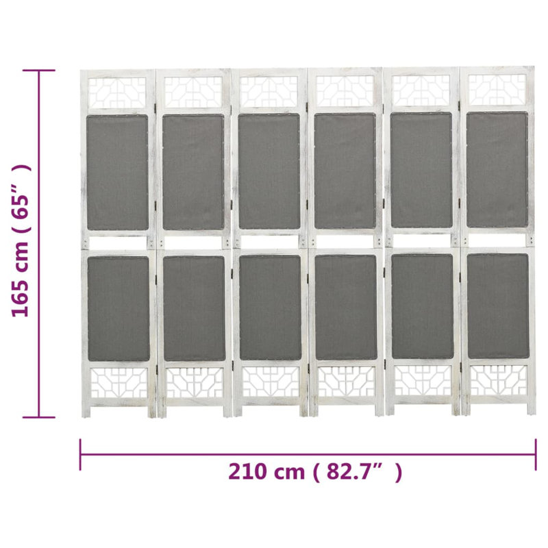 Tion 165cm H Folding Room Divider, Grey, 6
