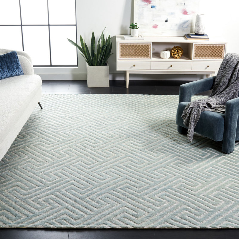 Santa Fe Hand-Knotted Wool Gray Area Rug, Rectangle 2' x 3'