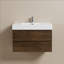 Meuble-lavabo flottant 36 po avec lavabo et tiroirs intégrés, finition noyer, meuble-lavabo moderne minimaliste