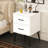 Modern 2-Drawer White Nightstand With Metal Legs And Handles For Bedroom Or Living Room