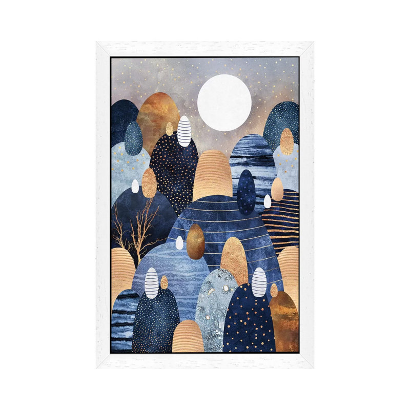 Little Land Of Pebbles, Blue by Elisabeth Fredriksson - Print on Canvas, 66.04 cm H x 45.72 cm W, White Floater Framed