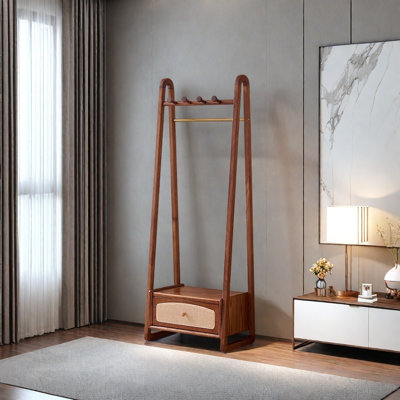 Ash Wood Coat Rack with Storage