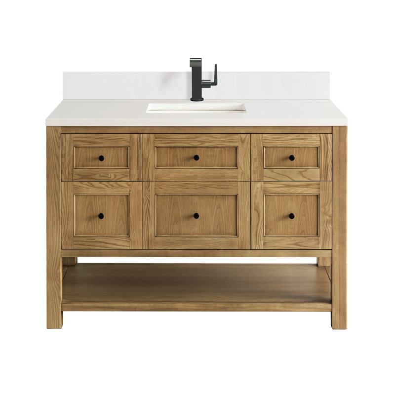 Breckenridge 48'' W Single Vanity, Single-Hole, Light Natural Oak, White Zeus