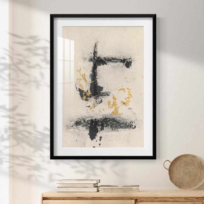 Charcoal Remnants II - Impression encadrée, 28.5" H x 20.5" W, Black