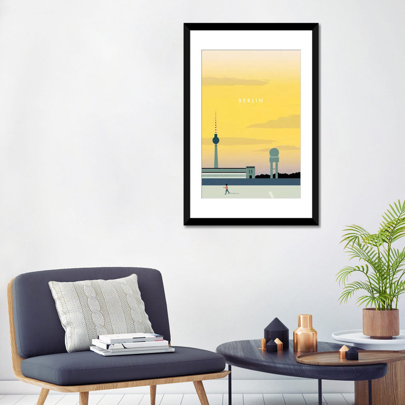 « berlin' », reproduction d’impression sur toile, Papier d'art encadré noir, Blanc, H 24 po x l 16 po x P 1 po