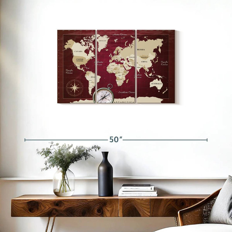 Carte du monde en Alimar, H 20 po x l 33 po