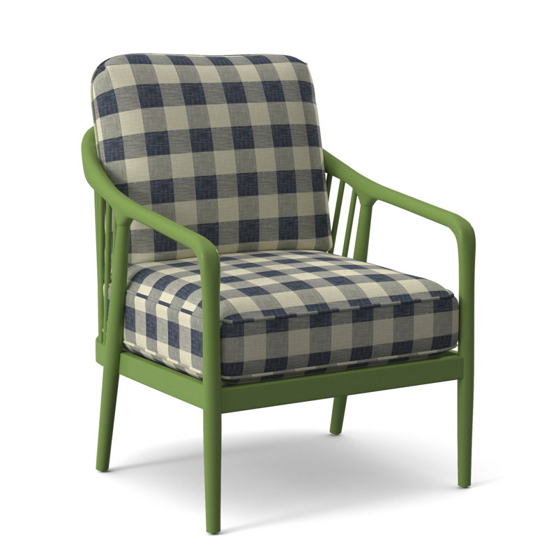 Guinevere Armchair, Sea Glass, Blue Buffalo Check; 0120-61