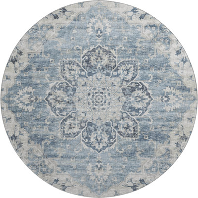 Premium Machine Washable Barayon AMF93 Blue Rug