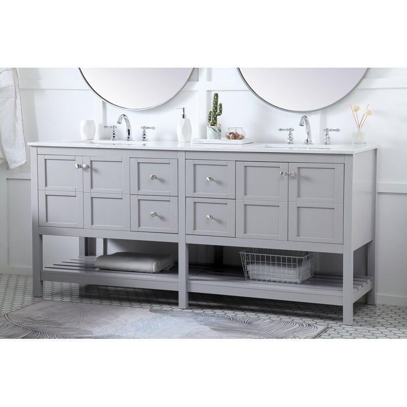 Ensemble de meuble-lavabo double 72 po Krish, Gris