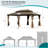 18 Ft. W x 12 Ft. W Galvanized Steel Patio Gazebo with Overhang Slope-design Double Roof
