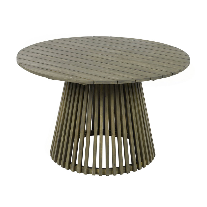 Outdoor Acacia Wood Patio Dining Table, 47.25-Inch Extra-Large Round Dining Table,For Backyard, Lawn, Balcony, Gray