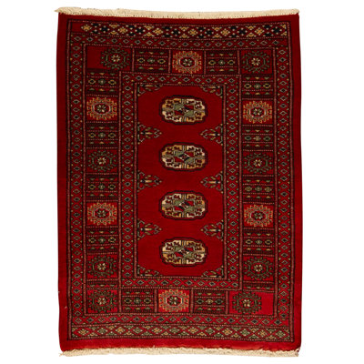 Hand Knotted Wool Area Rug in Red