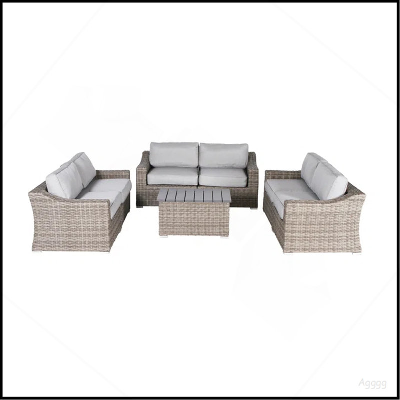 Ensemble 7 pièces de canapé de patio en osier avec coussins 7 pièces confortablement assemblés
