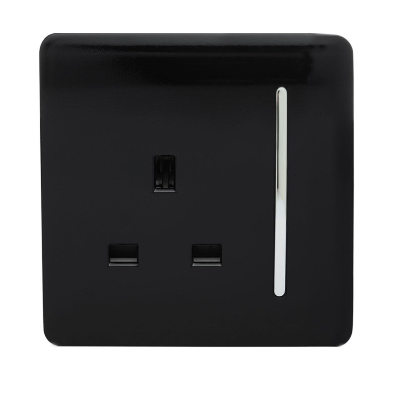 Trendi Switch 1 Gang 13 Amp Switched Plug Socket, Black