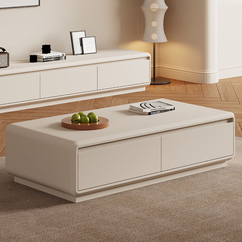 Modern Coffee Table with Closed Base, 13.78" H x 51.18" L x 27.56" W