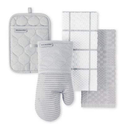 KitchenAid Quilted Kitchen Towel, Oven Mitt & Potholder Set 4-Pack