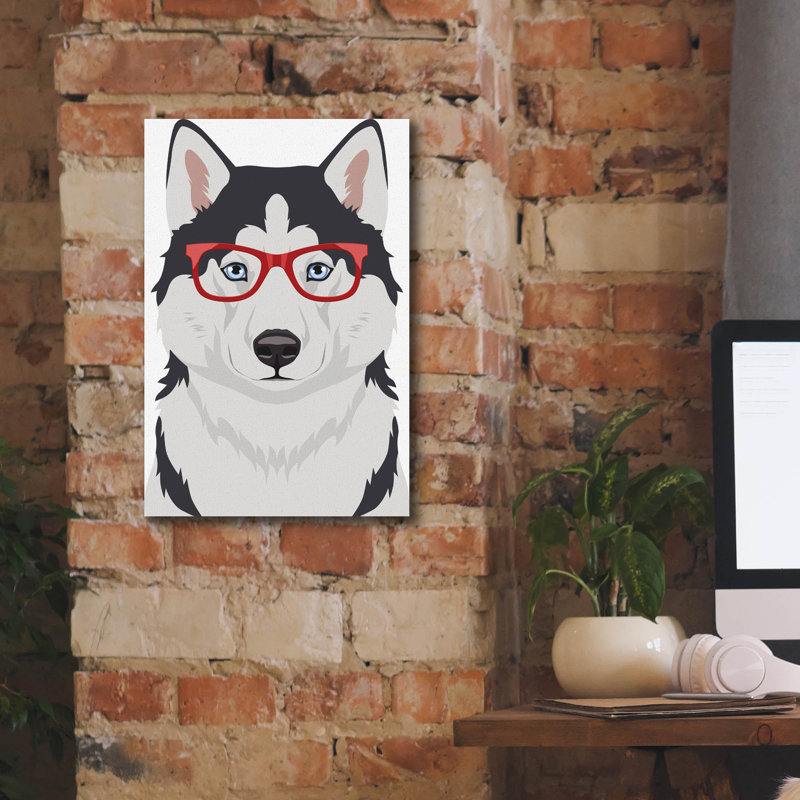 «Husky Porter Hipster Glasses 2» par Furbaby Affiliates, art mural sur toile, H 18 po x l 12 po x P 0,75 po