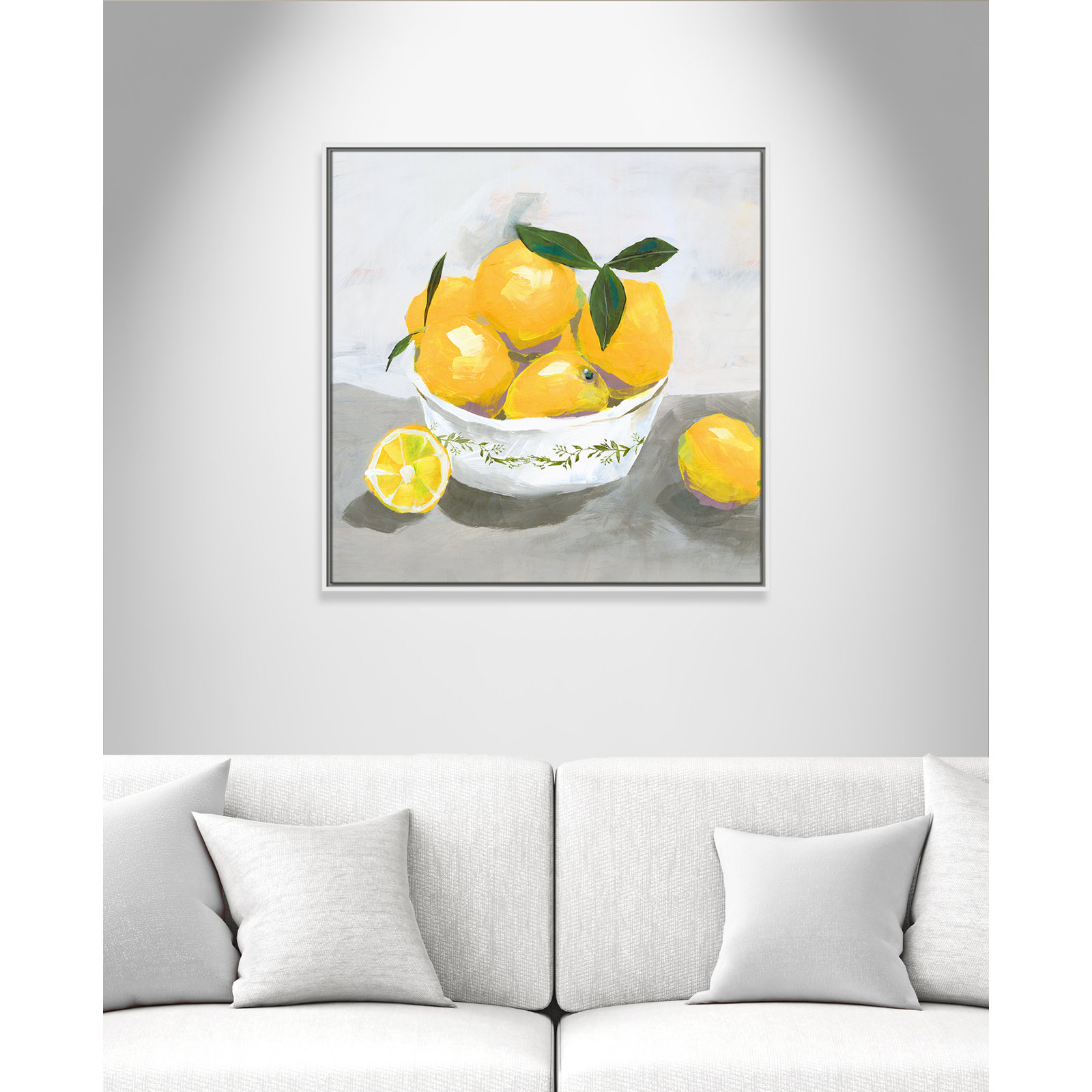 Hayons "Lemons" Painting by Isabelle Z, 31.5" H x 31.5" W x 2" D, White Framed Canvas