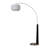 Coronado 1 Light Arc Floor Lamp - Matte Black & Satin Nickel, White Linen Double Shade, Dimmer Switch