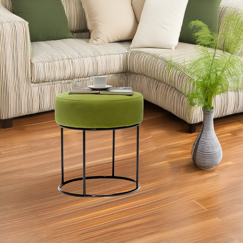 Emmi-Leigh Round Footstool Ottoman, Green