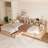 Twin Size Wooden L Shaped Daybed with Under-bed Trundle and Storage Drawer, Versatile Corner Bed Frame with Bookcases for 3-90830078