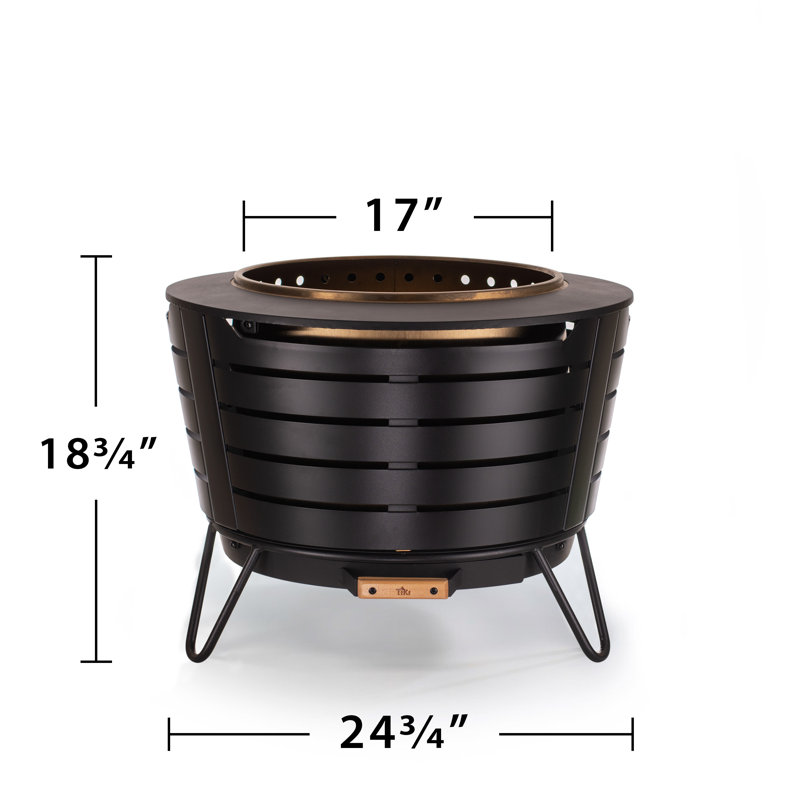 Black 25-Inch Wood Burning Smokeless Patio Fire Pit